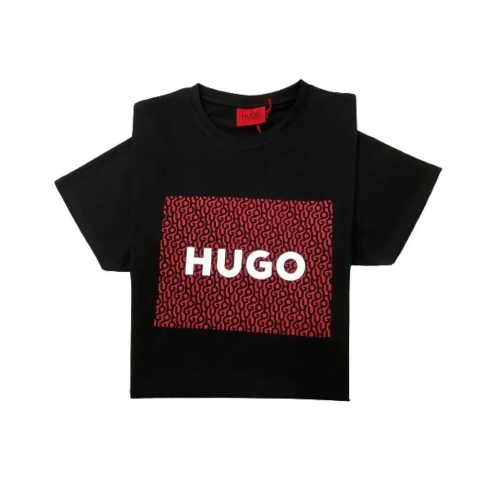 NWT HUGO BOSS Men's Cotton Crew Neck Logo Print T-Shirt Color Black Size S - XXL - Picture 2 of 6